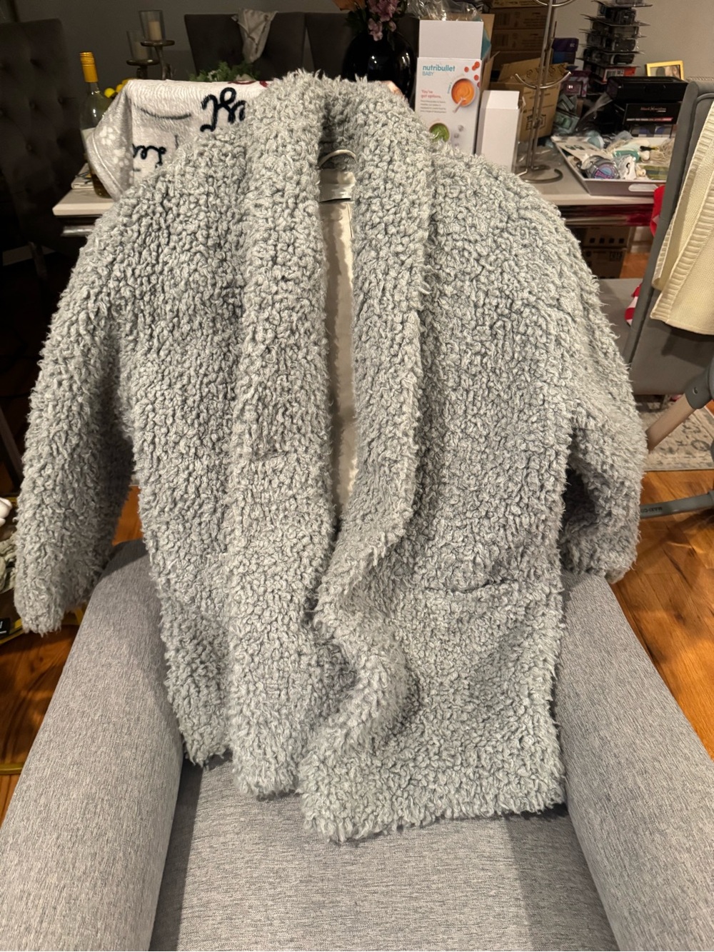 Aritzia Collar Teddy Coat - Light Gray